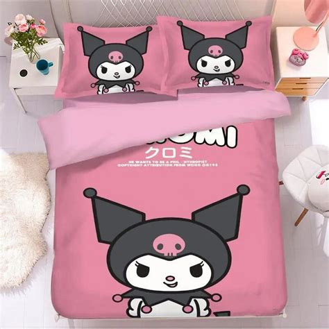 Sanrio Cartoon Cute Kuromi Bed Four-piece Set Student Dormitory Bunk ...
