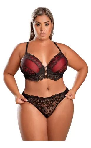 Conjunto Plus Size Lingerie Sexy Rendado Bojo E Calcinha Parcelamento