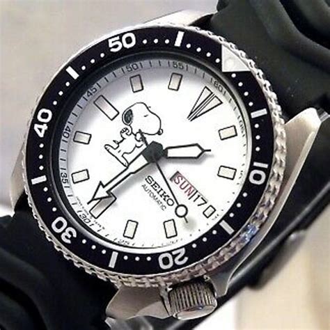 Seiko White Snoopy Peanuts Scuba Divers Day Date Automatic Watch Custom 6309 Watchcharts