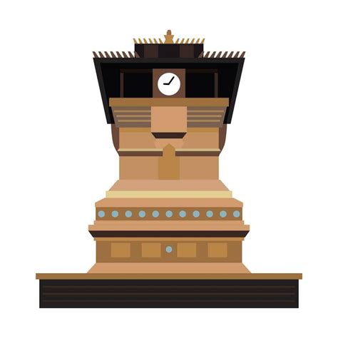 Menara Kudus Vector Illustration A Tower With A Clock On Top Of It