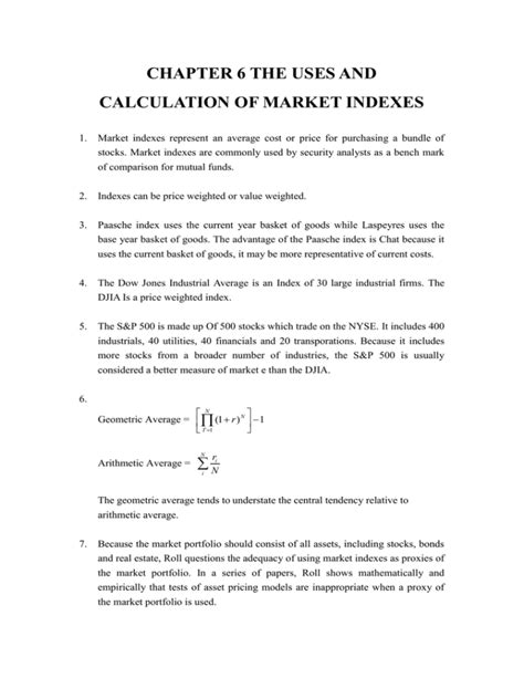 The Uses And Calculation Of Market Indexes