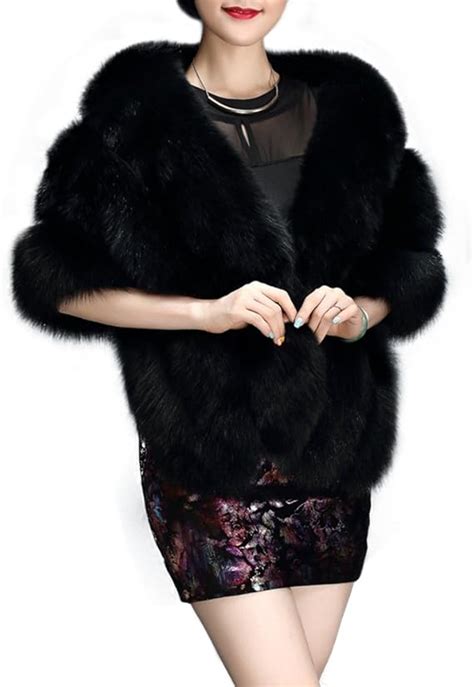 Amore Bridal Women S Luxury Party Faux Fox Fur Long Shawl Cloak Cape