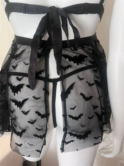 Goth Wednesday Bat Queen See Through Tied Babydoll Lingerie Backless Dress Anniversary Birthday