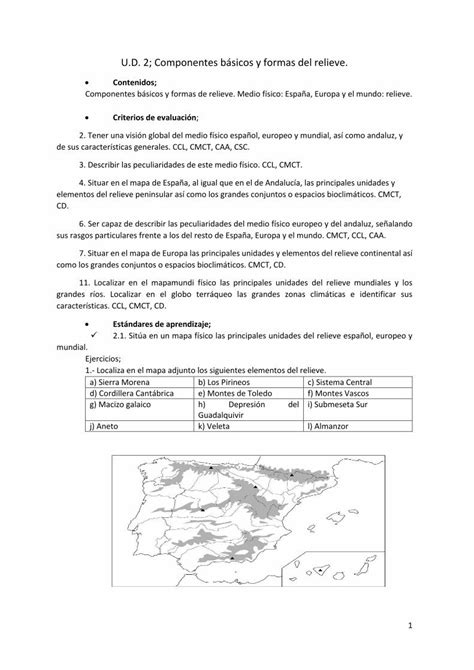 Pdf Ud 2 Componentes Básicos Y Formas Del Relieve · Medio Físico