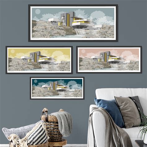 Fallingwater Limited Edition Print - Print by Linescapes