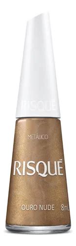 Esmalte Risqué Nude Metálico Ouro Nude ml Secagem Rapida