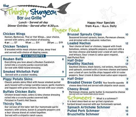 Menu At The Thirsty Sturgeon Pub Bar Wolverine