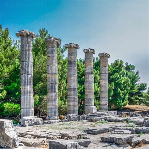 The Temple Of Athena Polias In The Ancient Priene Turkey Stock Photo