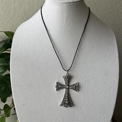 xl gothic cross necklace 🖤 - made by me - swipe... - Depop