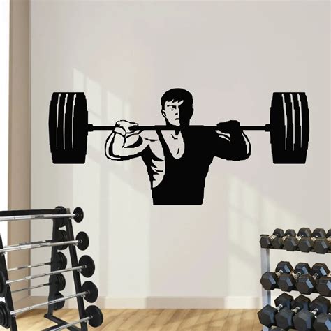 Yoyoyu Weightlifting Man Art Wall Decals Fitness Train Art Gym Wall