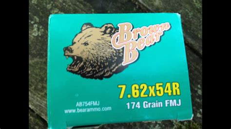 7.62x54R, Brown Bear 174gr FMJ (AB754FMJ) Velocity Test, 20" Barrel ...