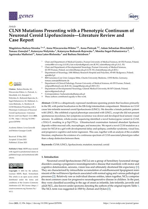 Pdf Cln8 Mutations Presenting With A Phenotypic Continuum Of Neuronal