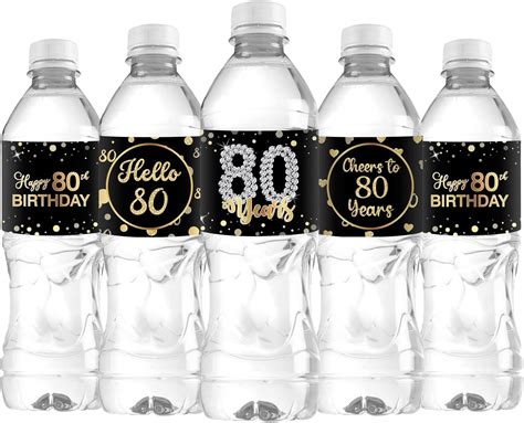 33pcs Happy 80th Birthday Water Bottle Labels Cheers To 80 Years Stickers For 80th