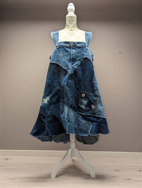 Upcycled Denim Patchwork Dress Xl Etsy