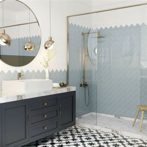 Soho Cloud Blue Gloss Pressed Glazed Ceramic Tiles Work