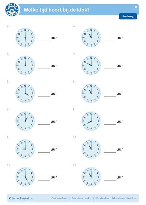 Werkblad Welke Tijd Hoort Bij De Klok