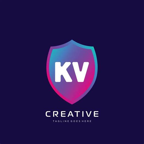 Kv Initial Logo With Colorful Template Vector Vector Art At