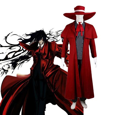 Anime Hellsing Alucard Cosplay Costumes Red Coat Accessories Hat Gloves