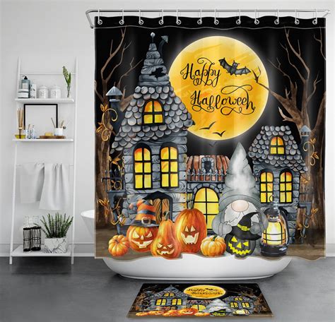 Creepy Castle And Pumpkin Patch A Spooky Halloween Shower Curtain Set