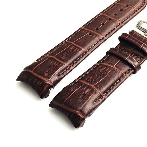 Brown Curved End Croco Leather Replacement Watch Band Strap Butterfly