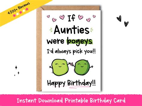 Aunt Printable Card Etsy Uk Worksheets Library