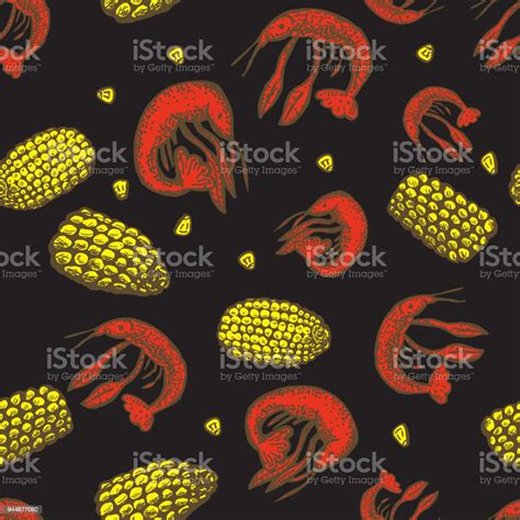 Cajun Creole Cooking Seamless Pattern Background Stock Illustration