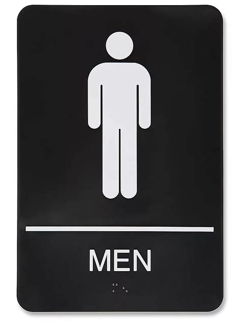 Plastic Restroom Sign Men Black S 14804bl Uline