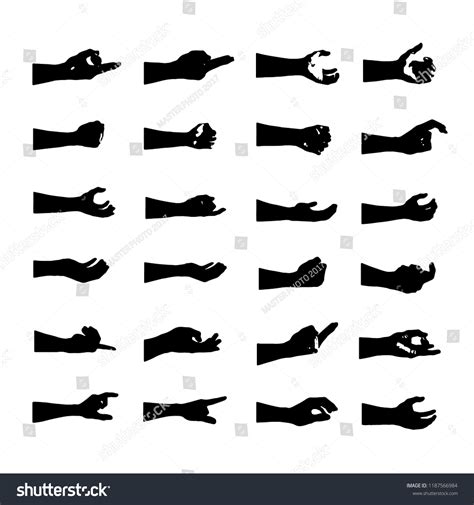 Hand Collection Silhouette Clip Art Icon Stock Vector (Royalty Free ...