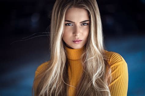 Women Blonde Portrait Pink Lipstick Turtlenecks Hd Wallpaper