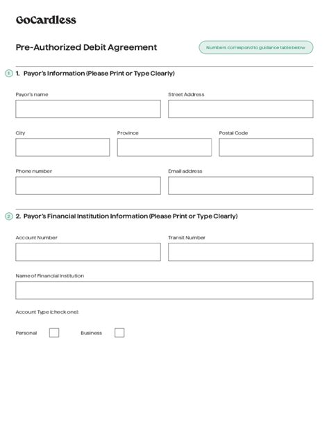 Fillable Online Pre Authorized Debit Agreement 1 Payor Information Fax Email Print