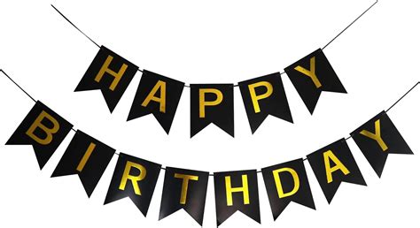 Party Propz Pretty Happy Birthday Banner Gold And Black Birthday Banner For