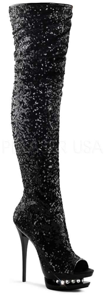 Hot Glitter Thigh High Rhinestone Platform Stiletto Boots Shoes Adult