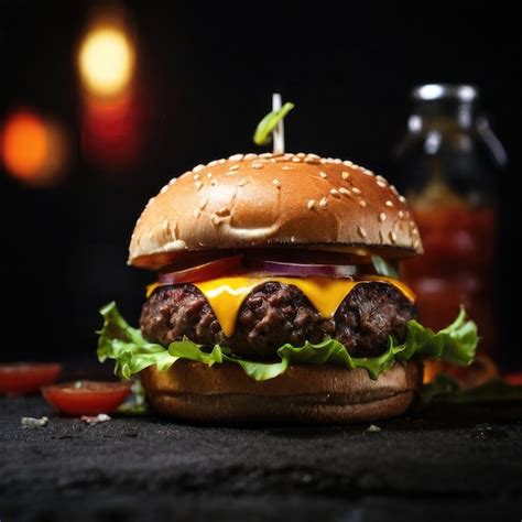Premium Photo Burger On Black Background