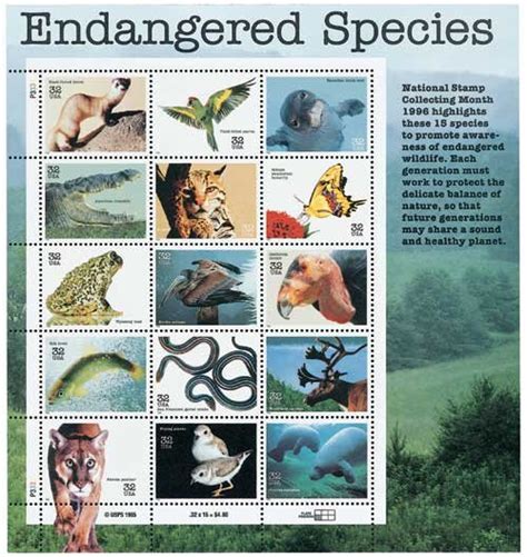 Scott Endangered Species Mint Nh Sheet