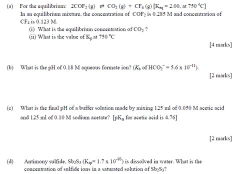 Solved a) For the equilibrium: 2COF2 (g CO2() CF ( [Ke 2.00, | Chegg.com