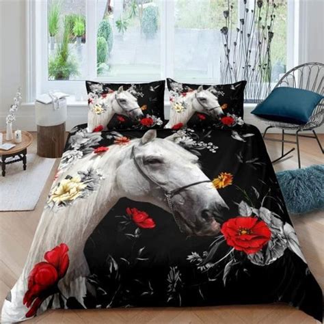 Housse Couette X Fleur De Cheval Blanc D Imprim E Microfibre