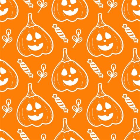 Premium Vector Cute Hand Drawn Vector Halloween Seamless Pattern