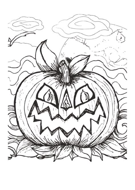 Need a Halloween Scary Pumpkin Coloring Page? Here's a free template! Create ready… | Witch ...