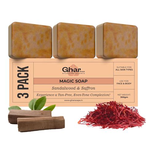 Buy Ghar Soaps Sandalwood And Saffron Magic Soaps For Bath 300 Gms Pack