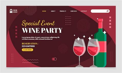 Premium Vector Flat Design Wine Party Landing Page