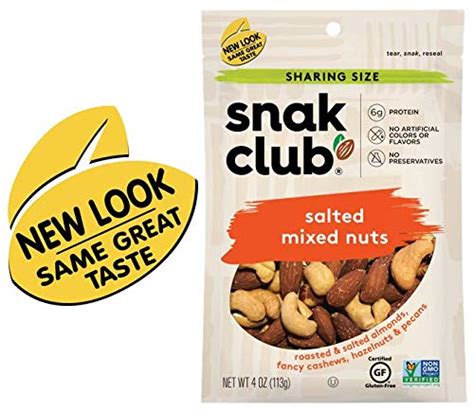 Snak Club All Natural Salted Nueces Mixtas Sin Omg 4 Onzas Paquete De 6