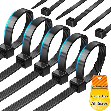 Cable Zip Ties 8 Inch 1000 Pack 40lbs Tensile Strength Black Cable