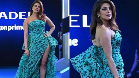 Priyanka Chopra Looks Drop Dead Gorgeous In Versace Thigh High Slit