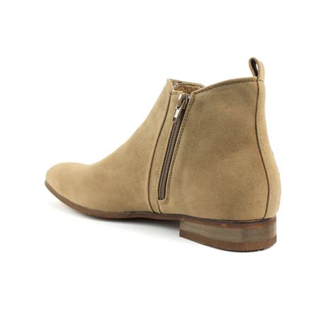 Tan Beige Suede Ankle Dress Chelsea Boots Side Zipper Closure Ãzarman