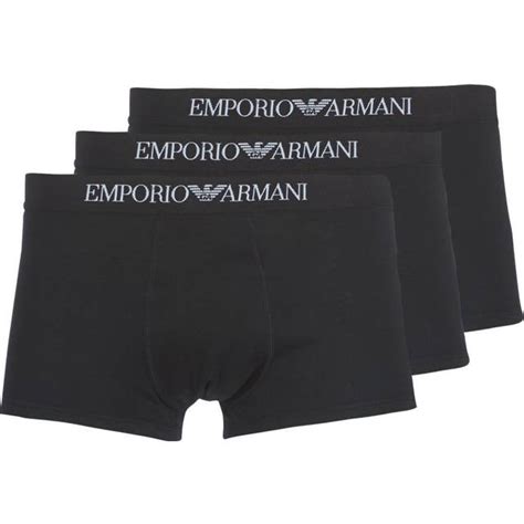 Emporio Armani Pure Cotton Trunks 3 Pack Black • Pris