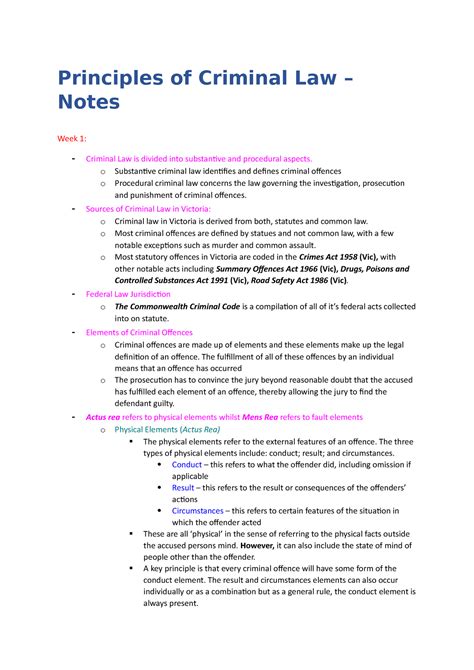 Principles Of Criminal Law Notes Principles Of Criminal Law Notes