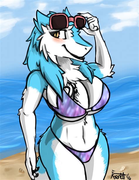 The Big Imageboard Tbib 5 Fingers Anthro Beach Big Breasts Bikini Blue Body Blue Fur Blush