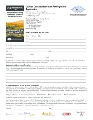 Fillable Online Seg SEG Microseismic Technology Forum Fax Email Print