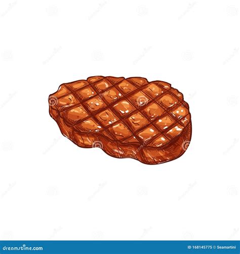 Cooked Barbecue Steak Icon Grilled Meat Stock Vector Illustration Of