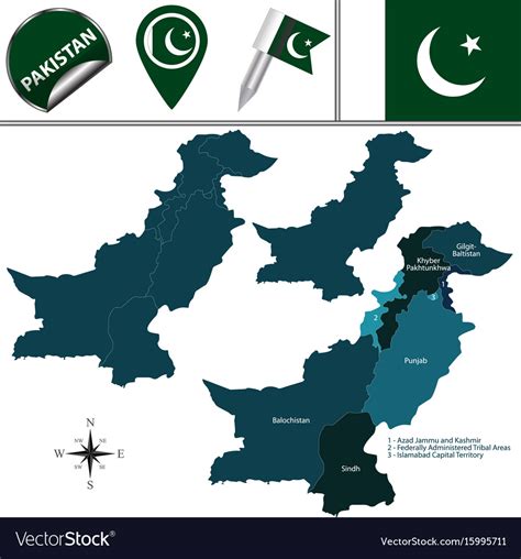 Map Of Pakistan With Administrative Units Vector Image